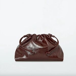 COS Mini Cavatelli Clutch Bag - Bordeaux Leather